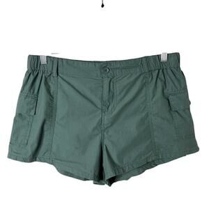 Forever 21 Women's Utility Shorts L Green High Rise Cargo Pockets Elastic Waist